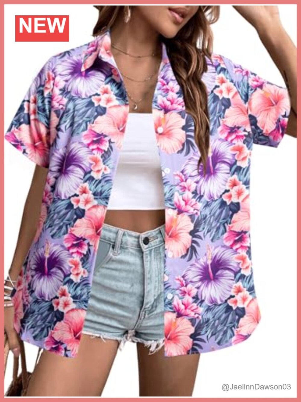 Hawaiian Shirt for Women Button Down Short Sleeve Tropical Blouse